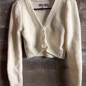 Urban Outfitters Cream V-Neck Cropped Sweater